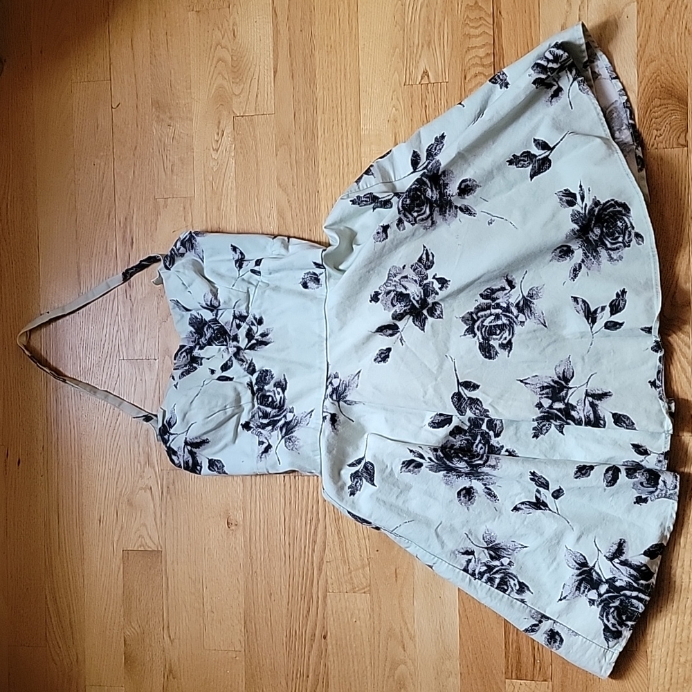 Mint floral retro pinup traveling cupcake dress